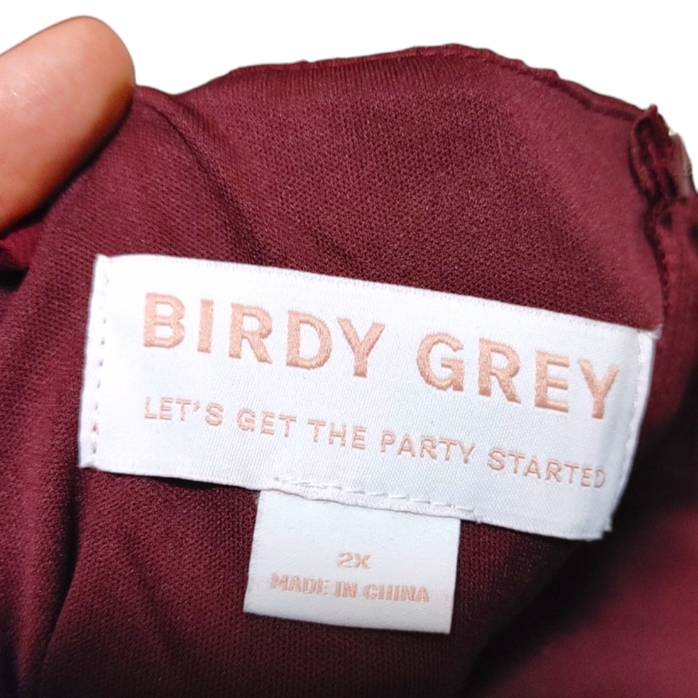 Birdy Grey Adelle Chiffon Cabernet Red Bridesmaid Dress Women's Plus Size 2X - Picture 12 of 13